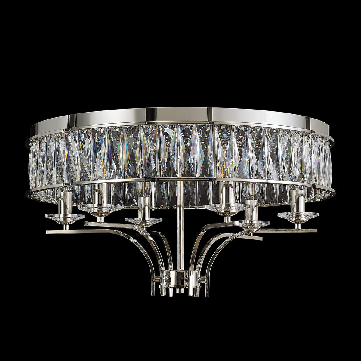 Vivienne 6 Light Semi Flush Ceiling Light in Polished Nickel & Clear Crystal