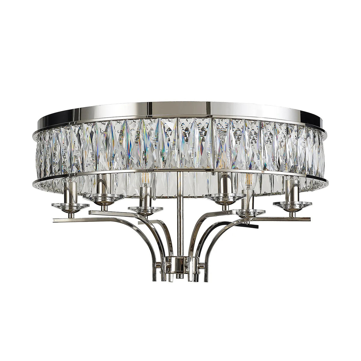 Vivienne 6 Light Semi Flush Ceiling Light in Polished Nickel & Clear Crystal