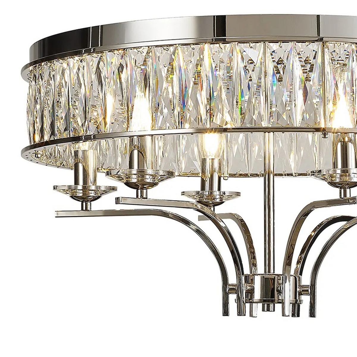 Vivienne 6 Light Semi Flush Ceiling Light in Polished Nickel & Clear Crystal