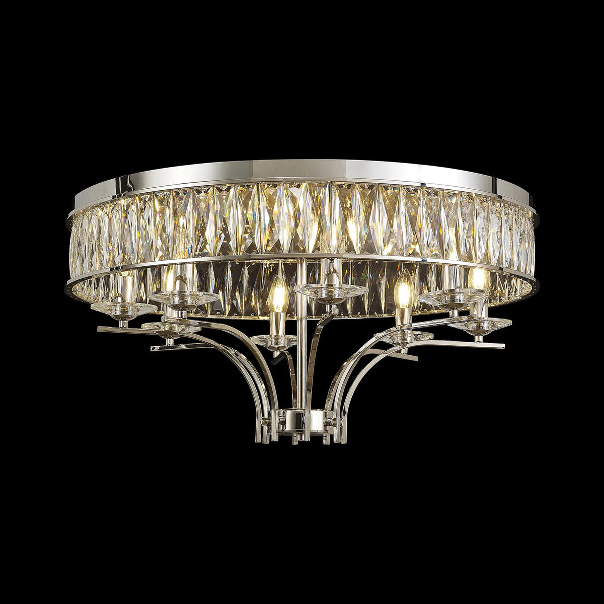 Vivienne 8 Light Semi Flush Ceiling Light in Polished Nickel & Clear Crystal