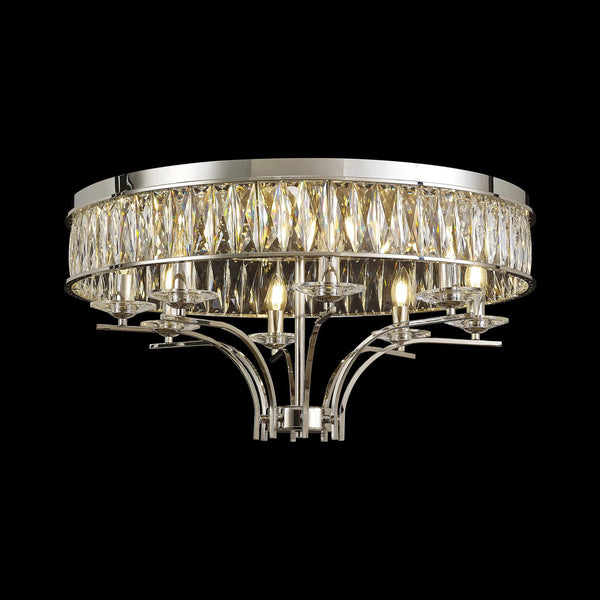 Vivienne 8 Light Semi Flush Ceiling Light in Polished Nickel & Clear Crystal