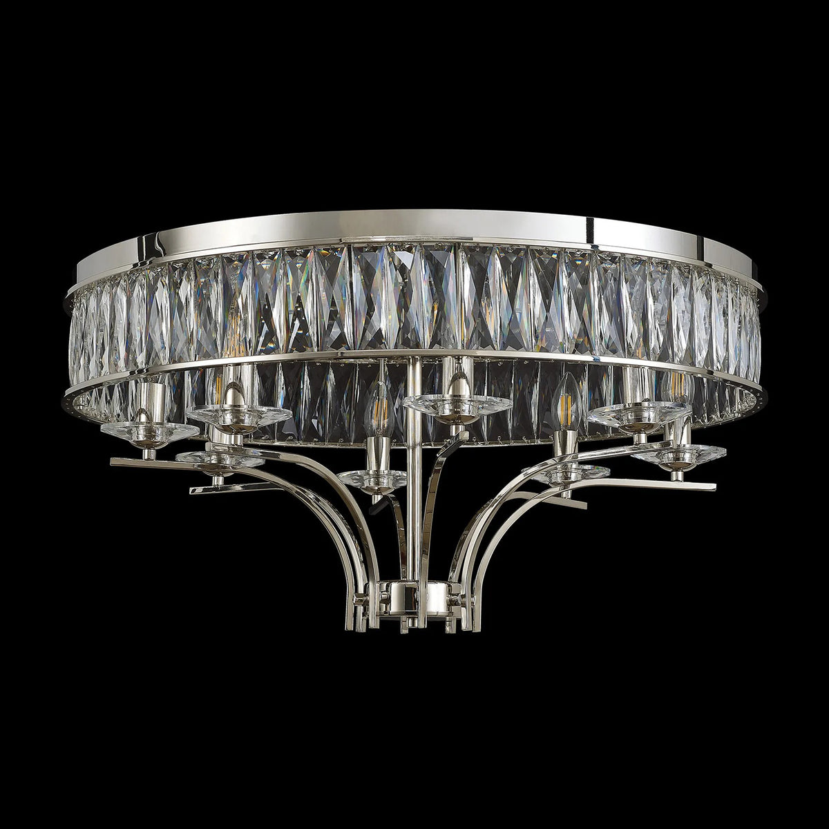 Vivienne 8 Light Semi Flush Ceiling Light in Polished Nickel & Clear Crystal