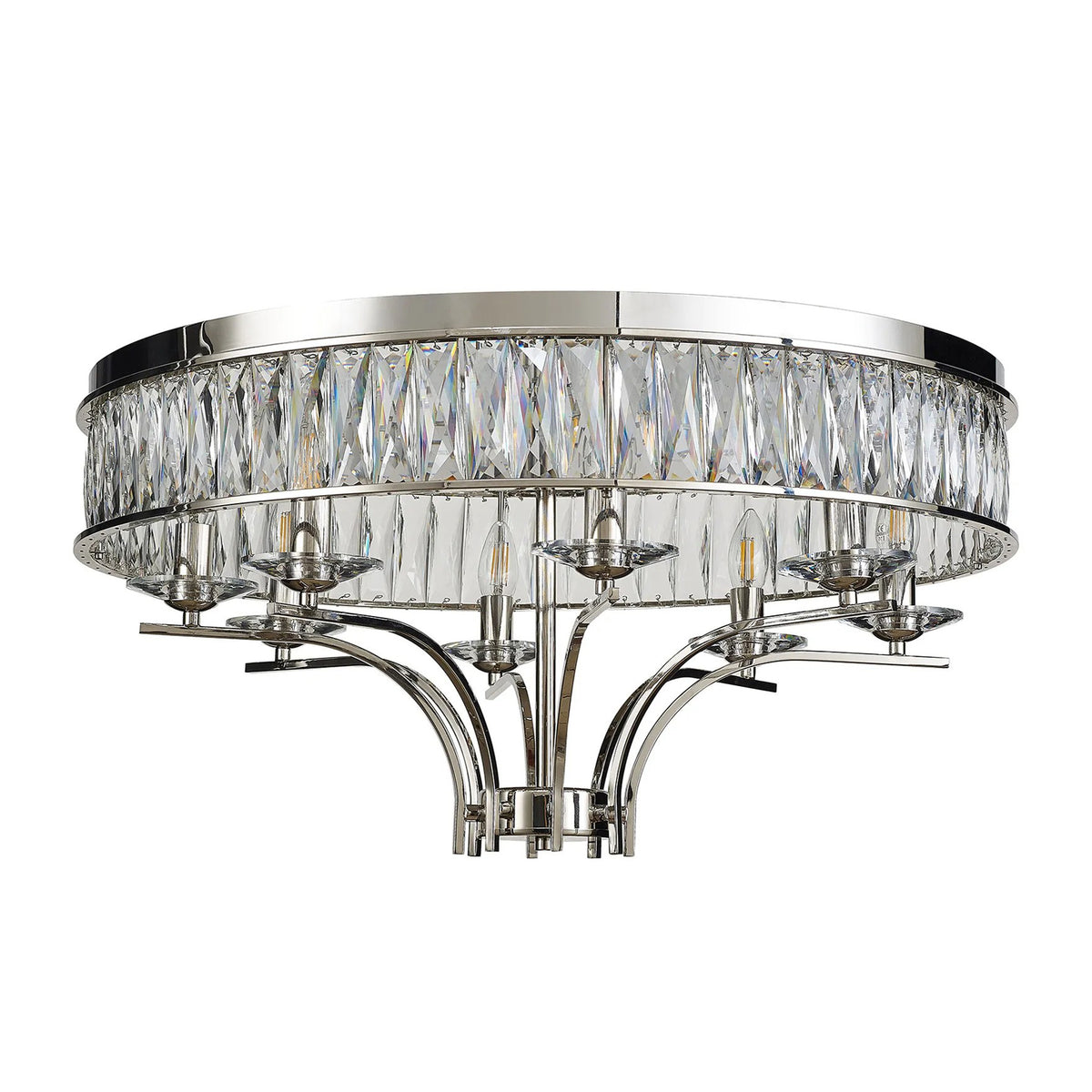 Vivienne 8 Light Semi Flush Ceiling Light in Polished Nickel & Clear Crystal