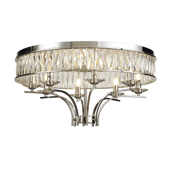 Vivienne 8 Light Semi Flush Ceiling Light in Polished Nickel & Clear Crystal