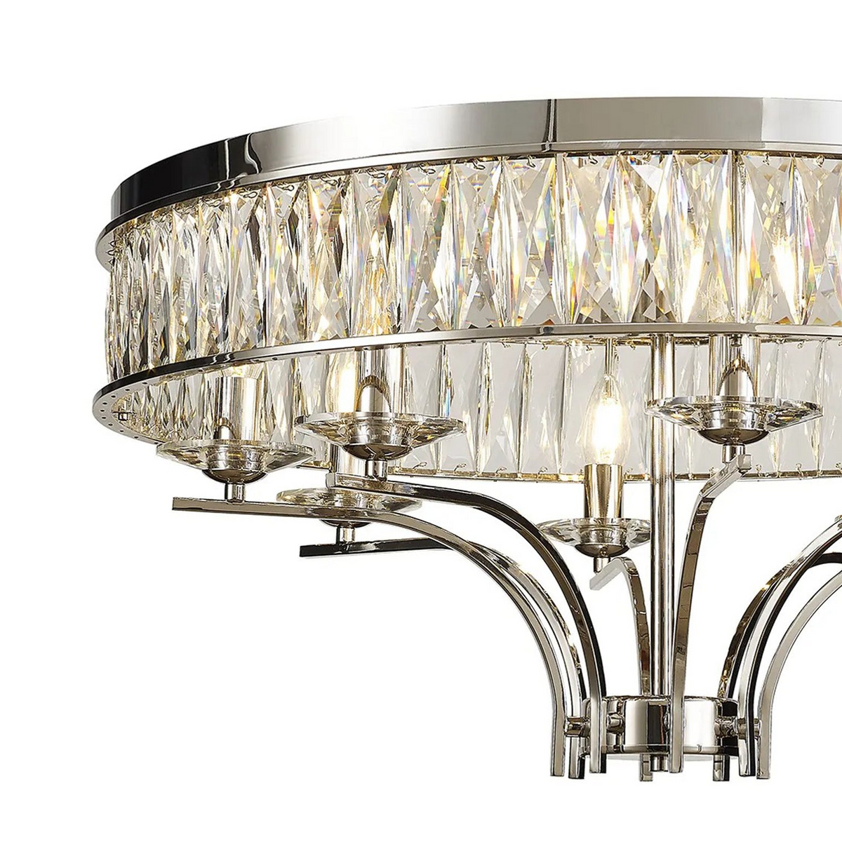 Vivienne 8 Light Semi Flush Ceiling Light in Polished Nickel & Clear Crystal