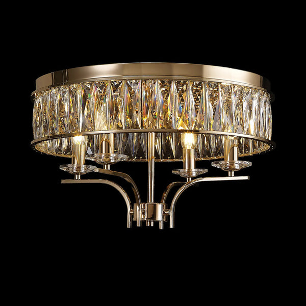Vivienne 4 Light Semi Flush Ceiling Light in French Gold & Clear Crystal