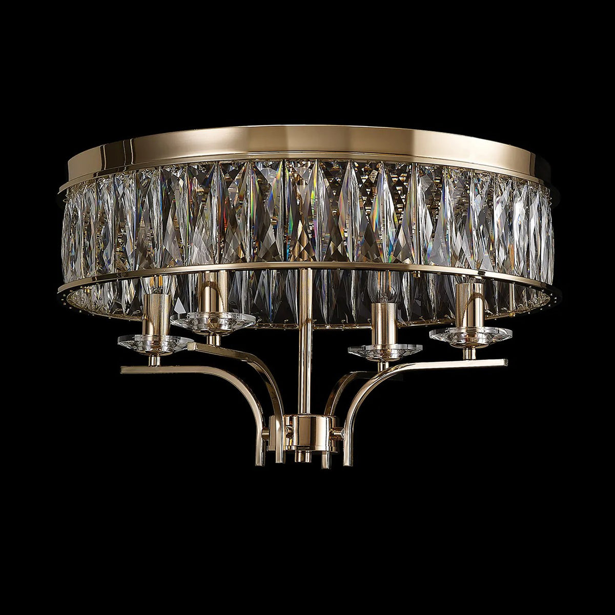 Vivienne 4 Light Semi Flush Ceiling Light in French Gold & Clear Crystal