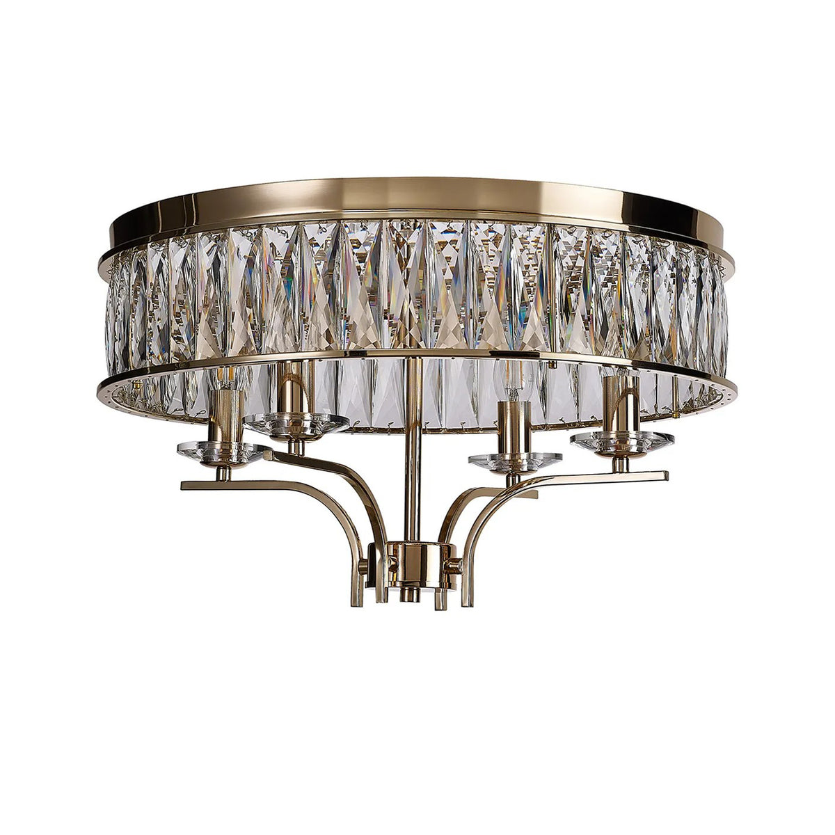 Vivienne 4 Light Semi Flush Ceiling Light in French Gold & Clear Crystal