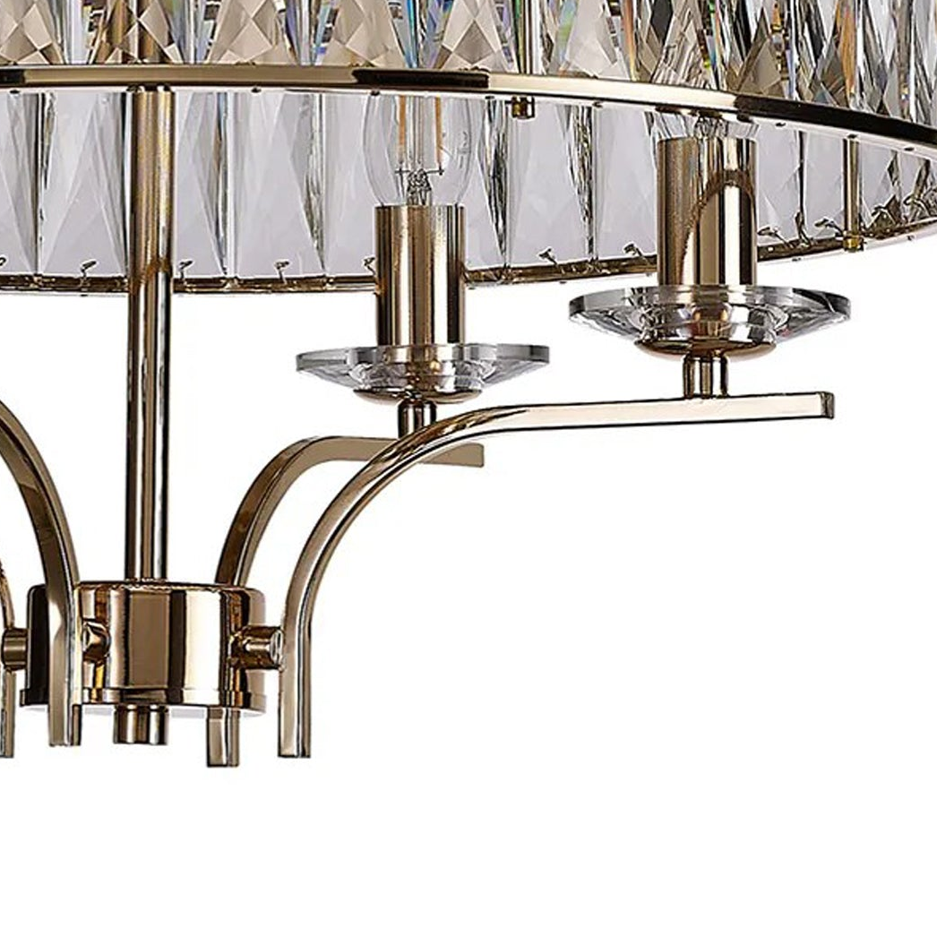Vivienne 4 Light Semi Flush Ceiling Light in French Gold & Clear Crystal