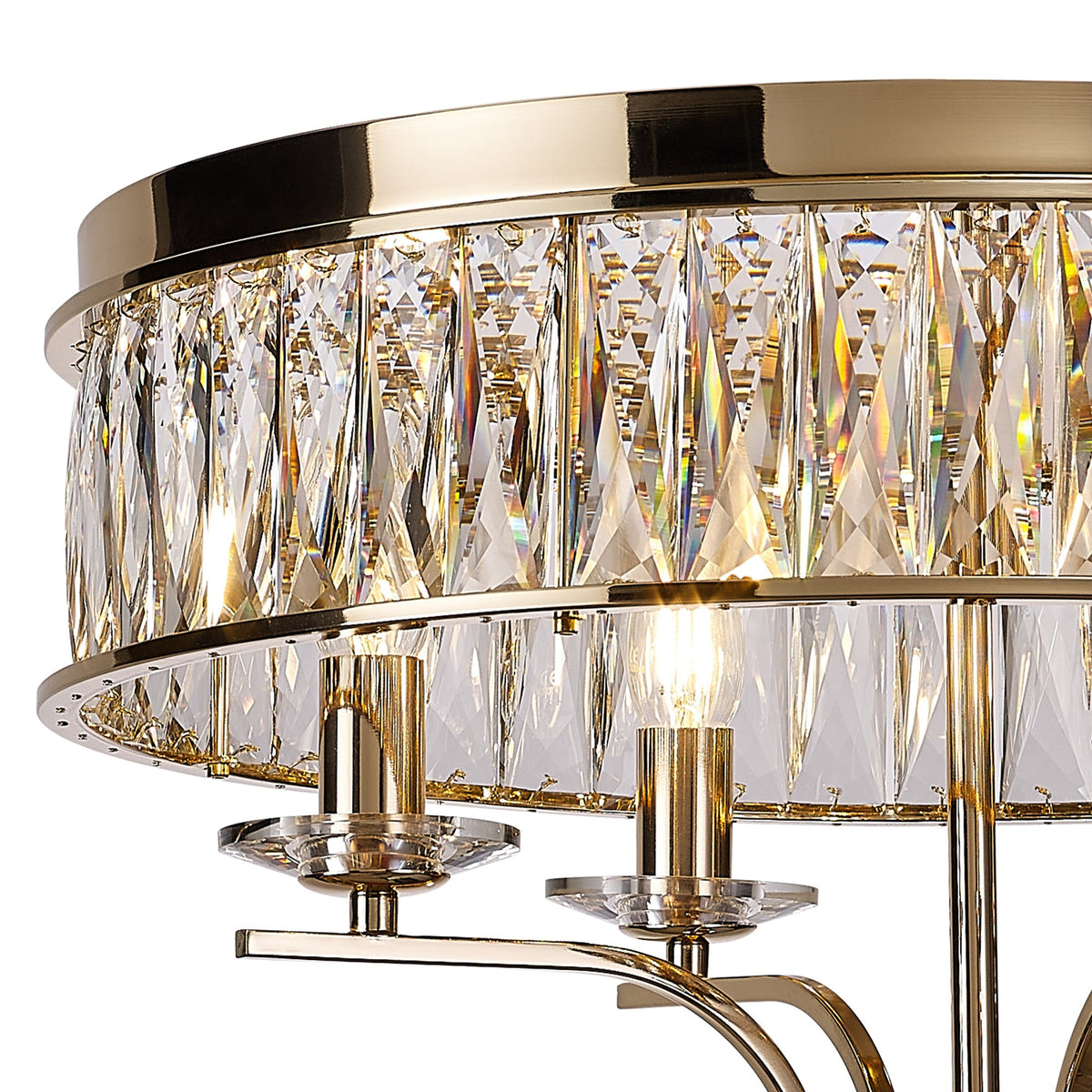 Vivienne 4 Light Semi Flush Ceiling Light in French Gold & Clear Crystal