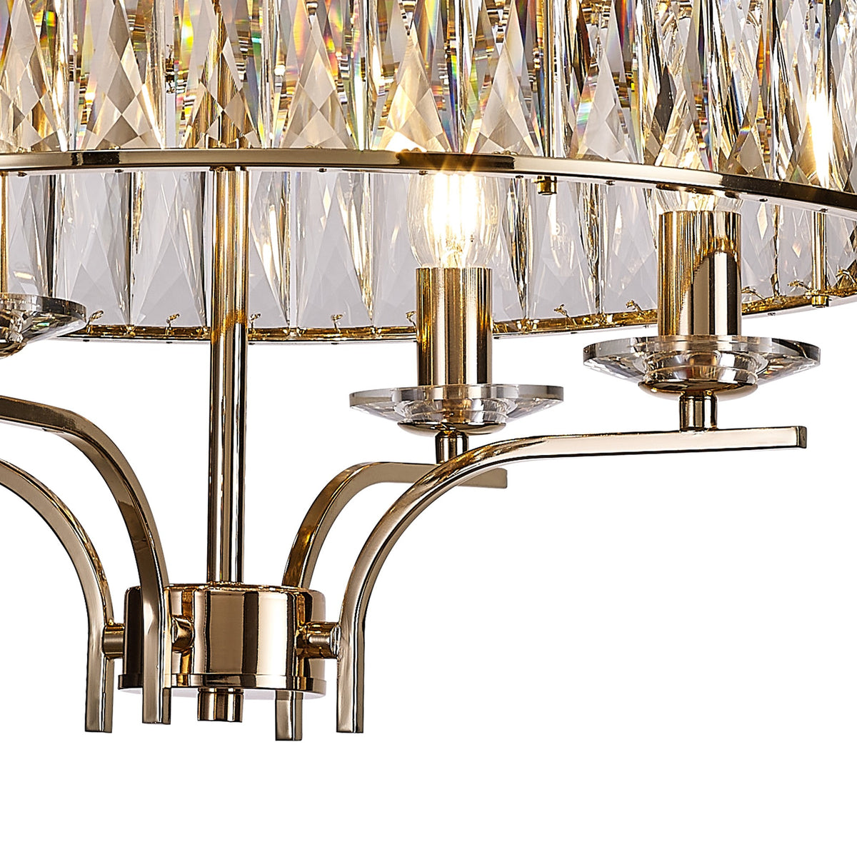 Vivienne 4 Light Semi Flush Ceiling Light in French Gold & Clear Crystal