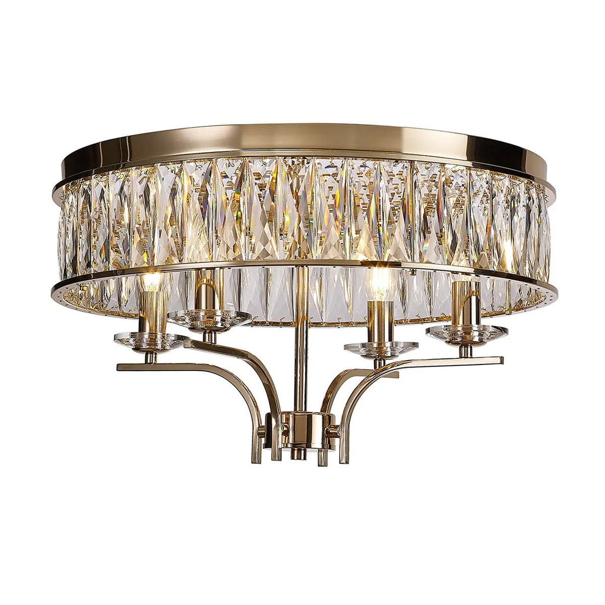 Vivienne 4 Light Semi Flush Ceiling Light in French Gold & Clear Crystal