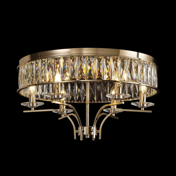 Vivienne 6 Light Semi Flush Ceiling Light in French Gold & Clear Crystal