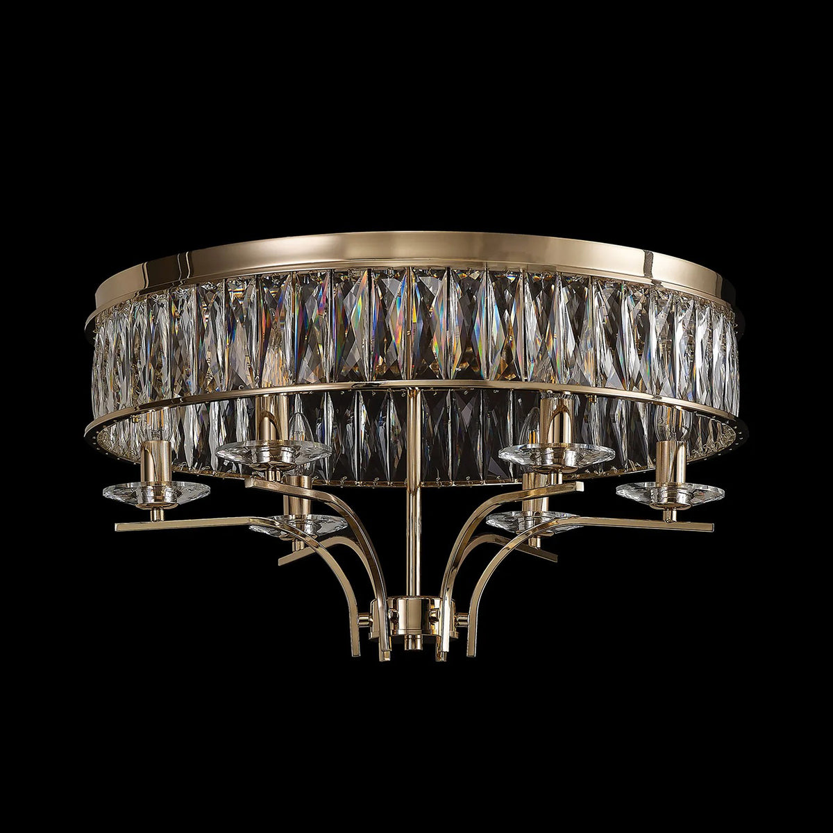 Vivienne 6 Light Semi Flush Ceiling Light in French Gold & Clear Crystal