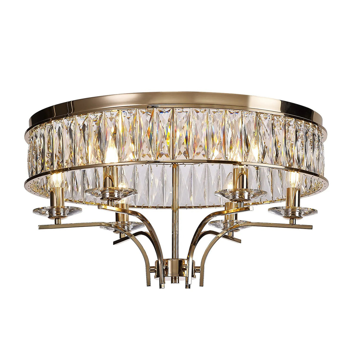 Vivienne 6 Light Semi Flush Ceiling Light in French Gold & Clear Crystal