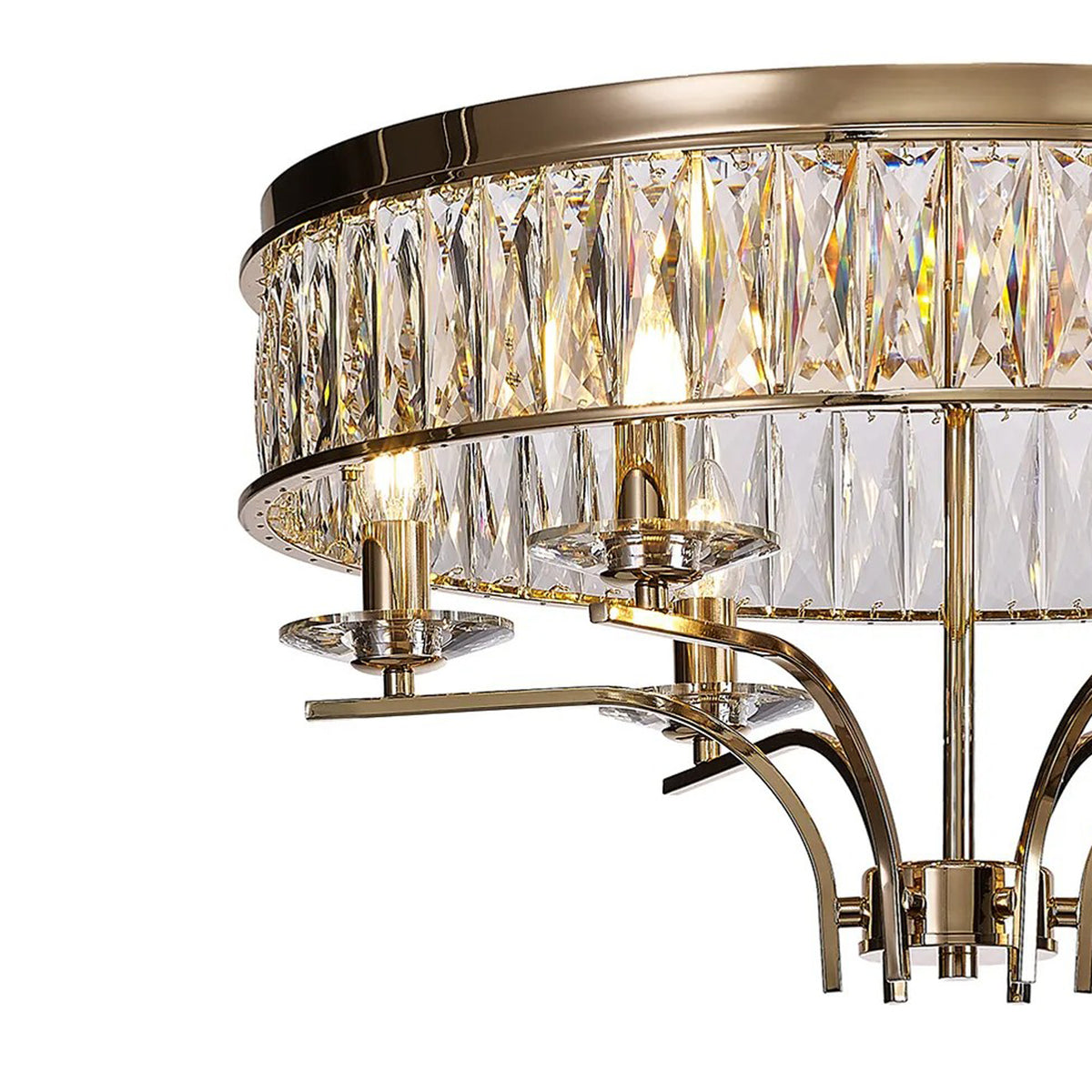 Vivienne 6 Light Semi Flush Ceiling Light in French Gold & Clear Crystal
