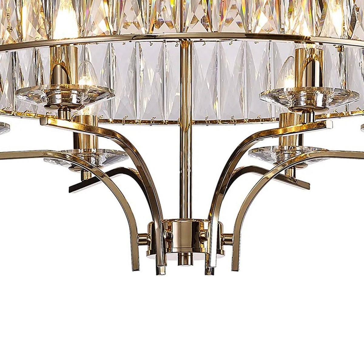 Vivienne 6 Light Semi Flush Ceiling Light in French Gold & Clear Crystal