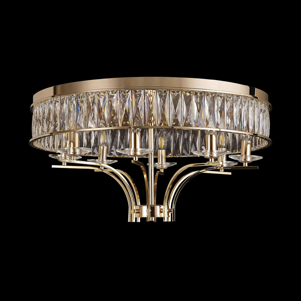 Vivienne 8 Light Semi Flush Ceiling Light in French Gold & Clear Crystal