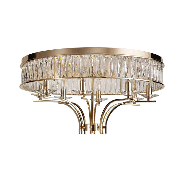 Vivienne 8 Light Semi Flush Ceiling Light in French Gold & Clear Crystal