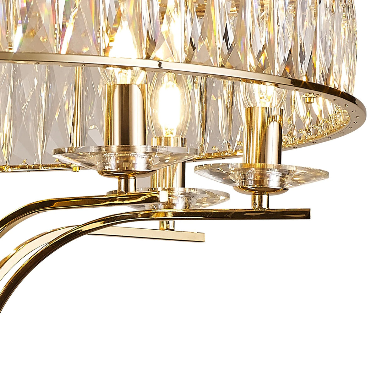 Vivienne 8 Light Semi Flush Ceiling Light in French Gold & Clear Crystal