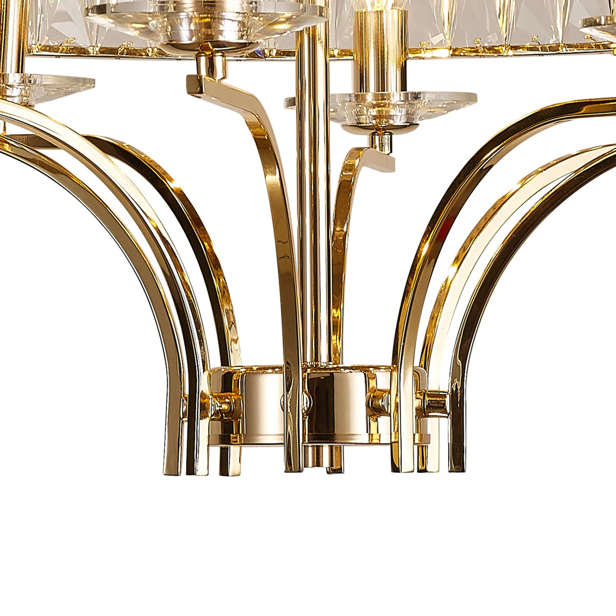 Vivienne 8 Light Semi Flush Ceiling Light in French Gold & Clear Crystal