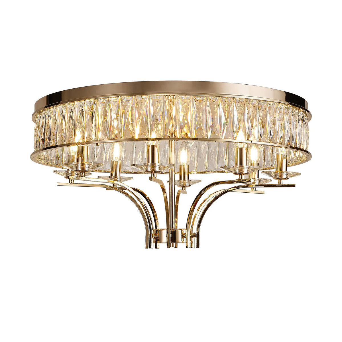 Vivienne 8 Light Semi Flush Ceiling Light in French Gold & Clear Crystal
