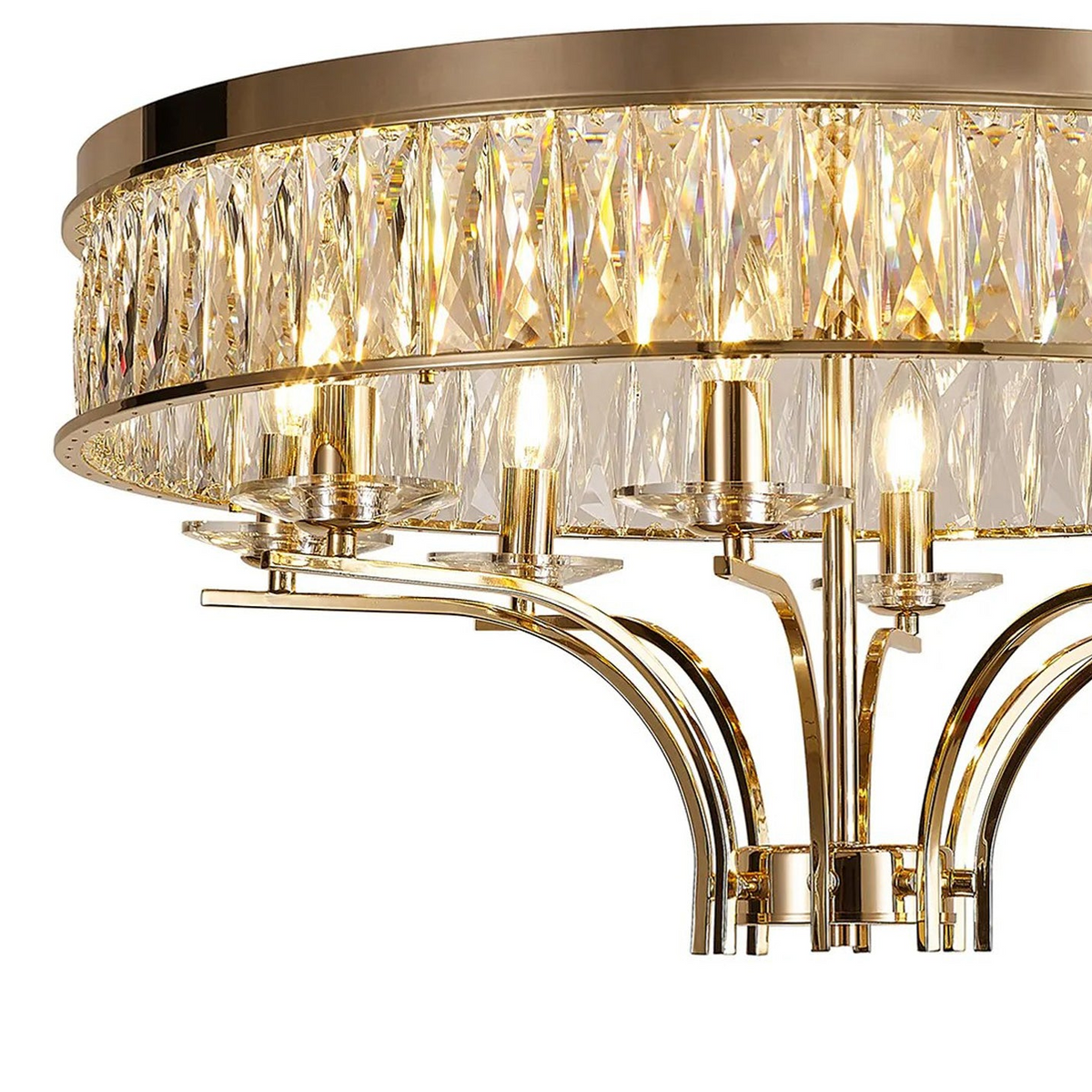 Vivienne 8 Light Semi Flush Ceiling Light in French Gold & Clear Crystal