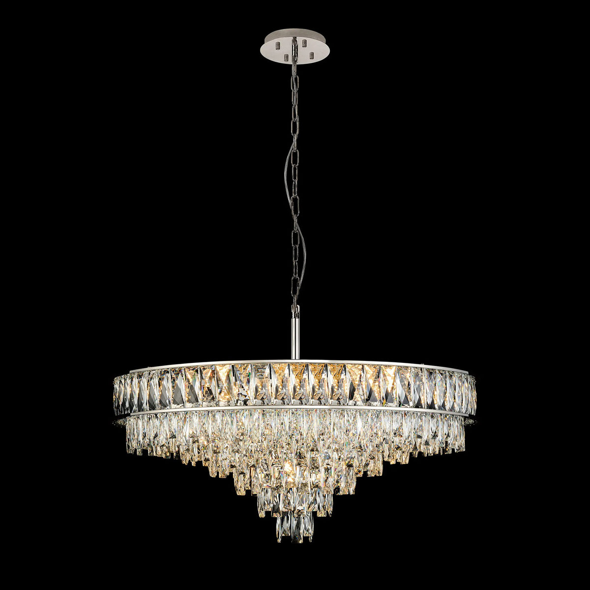 Vivienne 11 Light Pendant or Semi Flush in Polished Nickel & Clear Crystal