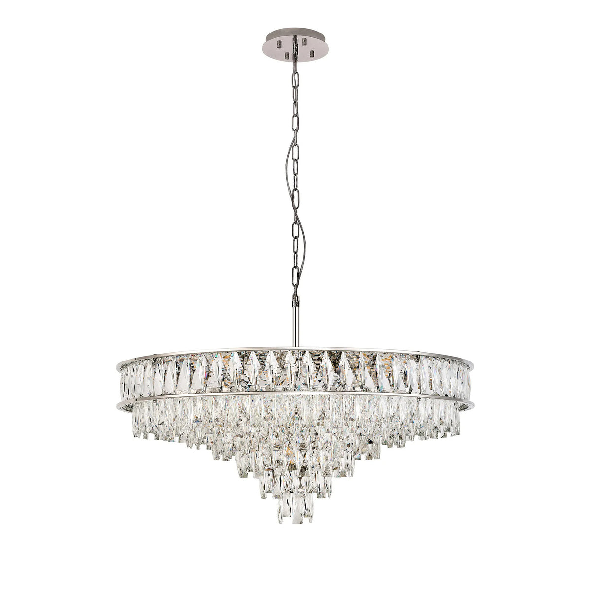 Vivienne 11 Light Pendant or Semi Flush in Polished Nickel & Clear Crystal