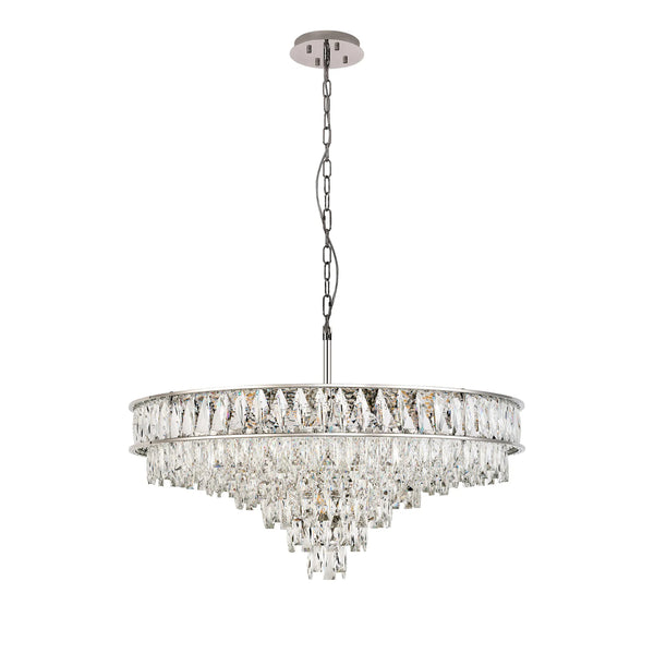 Vivienne 11 Light Pendant or Semi Flush in Polished Nickel & Clear Crystal