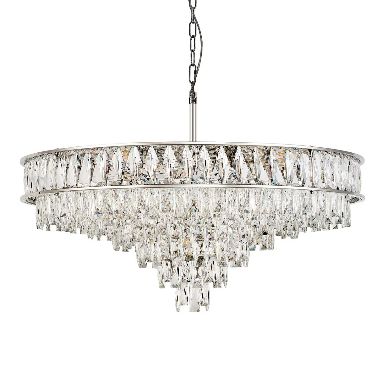 Vivienne 11 Light Pendant or Semi Flush in Polished Nickel & Clear Crystal