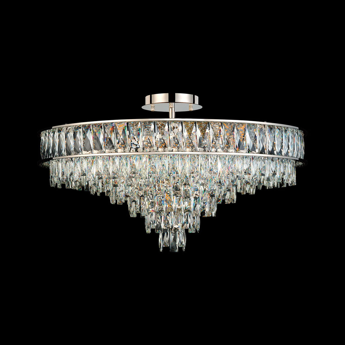 Vivienne 11 Light Pendant or Semi Flush in Polished Nickel & Clear Crystal