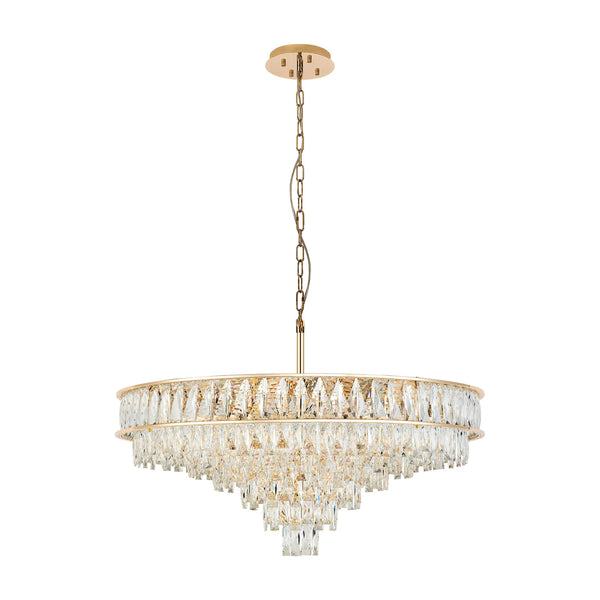 Vivienne 11 Light Pendant or Semi Flush in French Gold & Clear Crystal