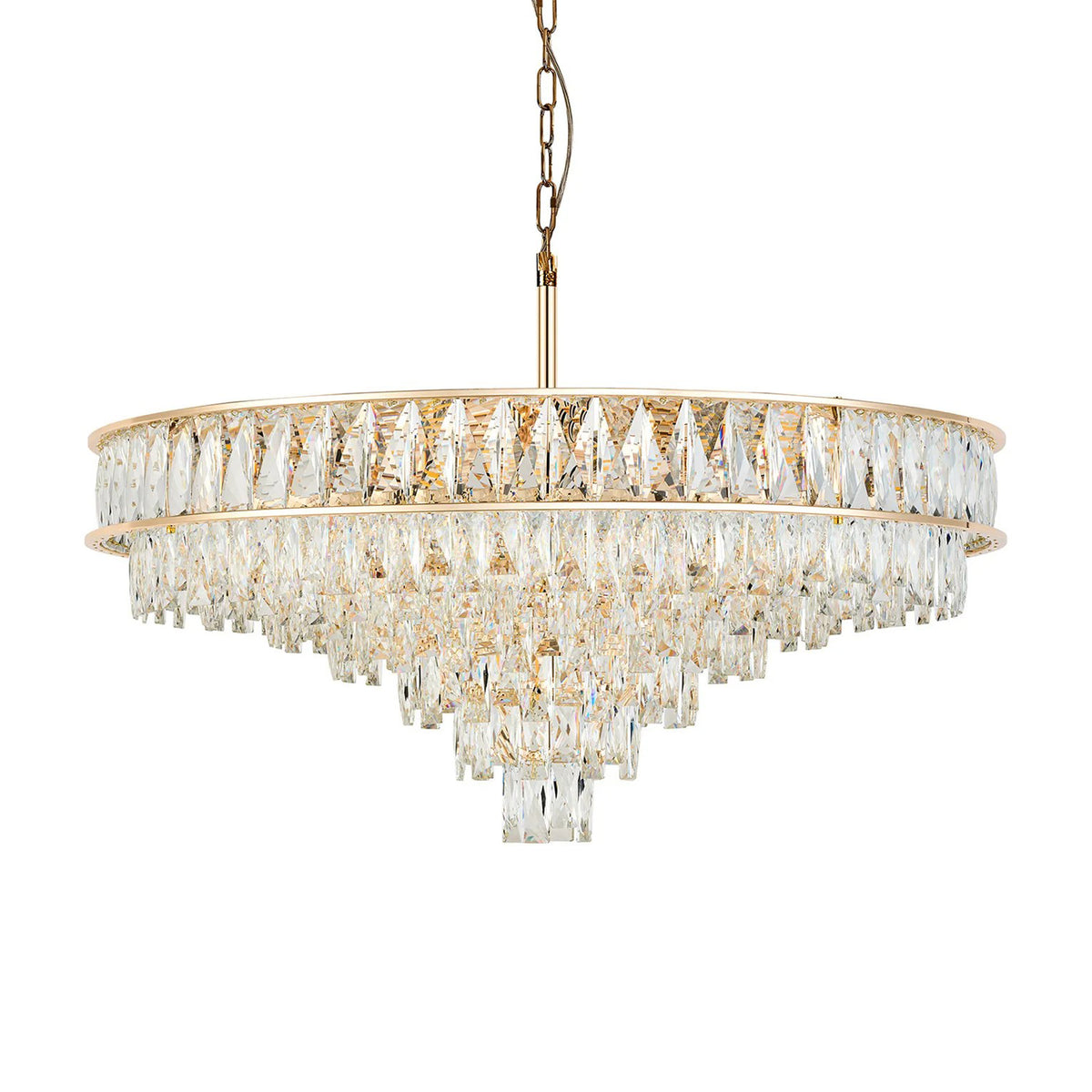 Vivienne 11 Light Pendant or Semi Flush in French Gold & Clear Crystal