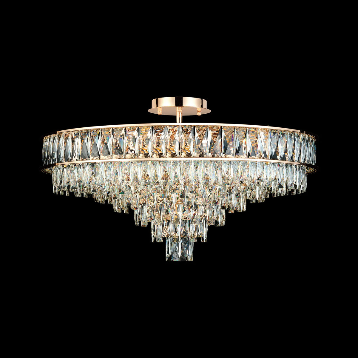 Vivienne 11 Light Pendant or Semi Flush in French Gold & Clear Crystal