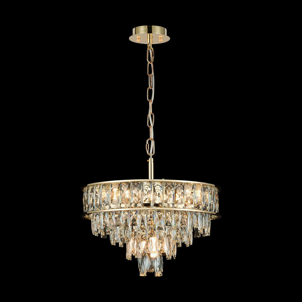 Vivienne 4 Light Pendant or Semi Flush in French Gold & Clear Crystal