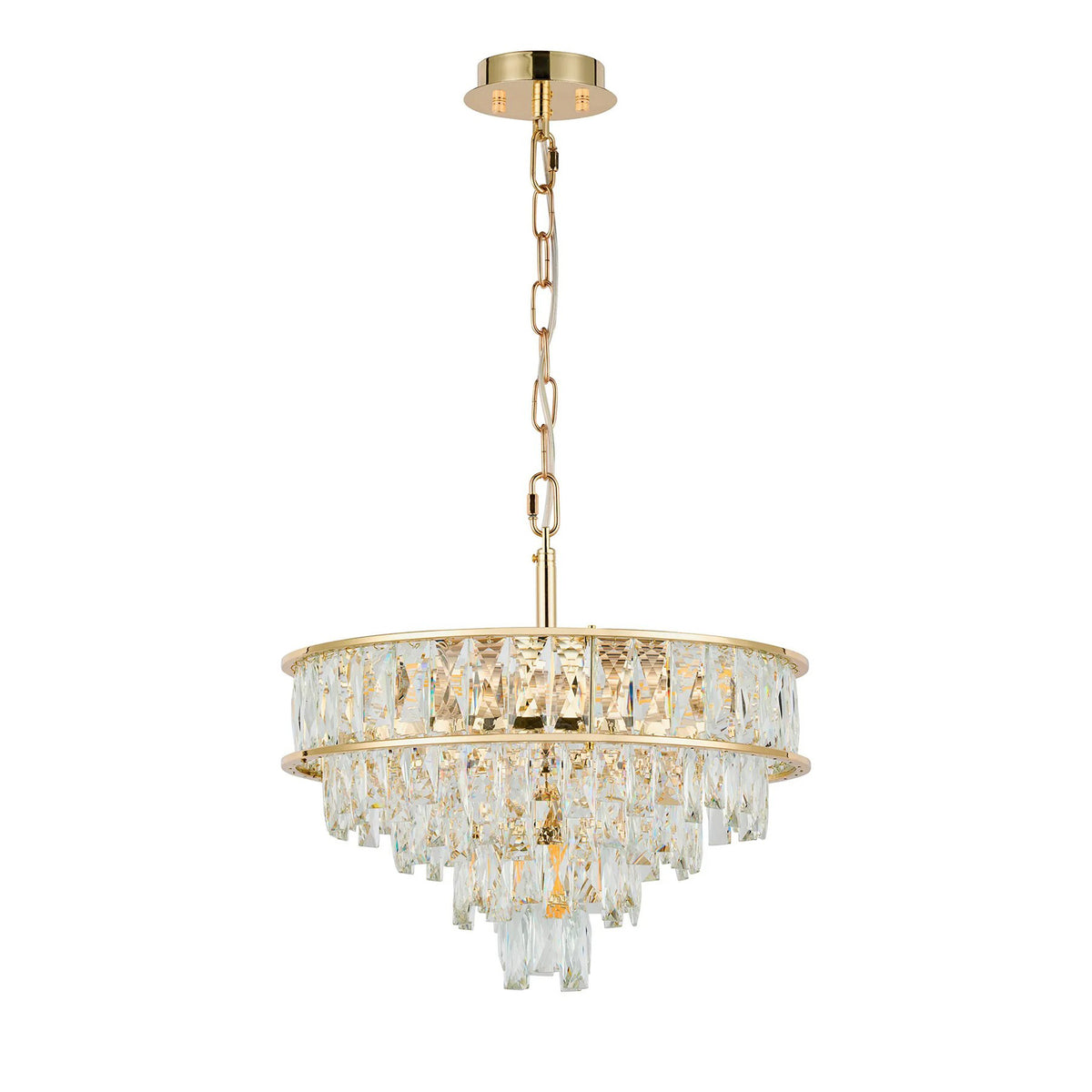 Vivienne 4 Light Pendant or Semi Flush in French Gold & Clear Crystal