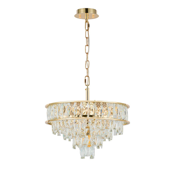 Vivienne 4 Light Pendant or Semi Flush in French Gold & Clear Crystal