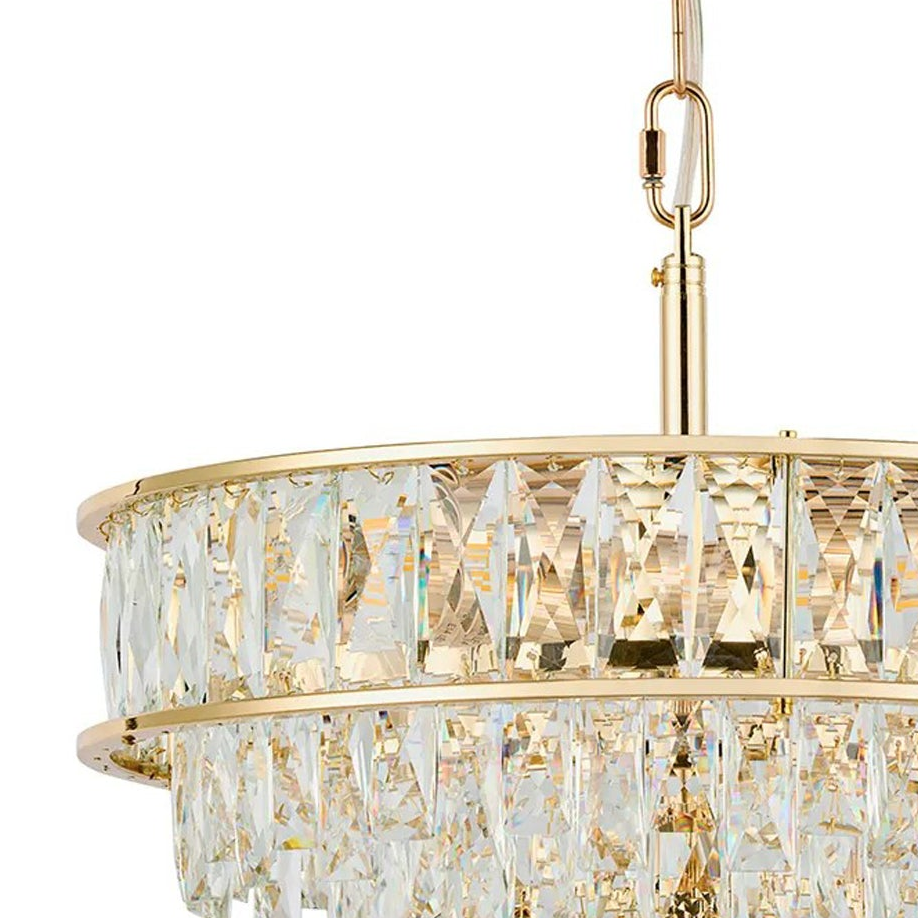 Vivienne 4 Light Pendant or Semi Flush in French Gold & Clear Crystal