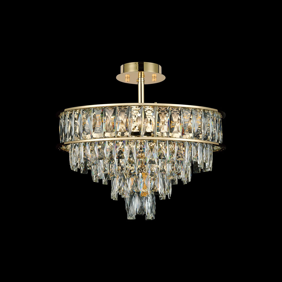 Vivienne 4 Light Pendant or Semi Flush in French Gold & Clear Crystal