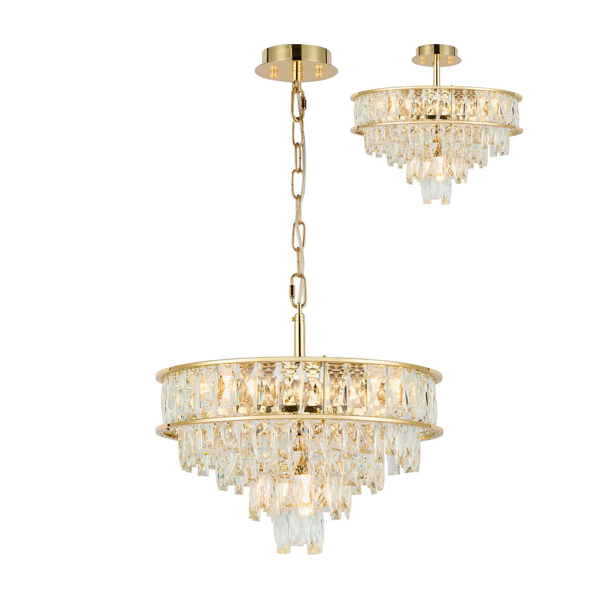 Vivienne 4 Light Pendant or Semi Flush in French Gold & Clear Crystal