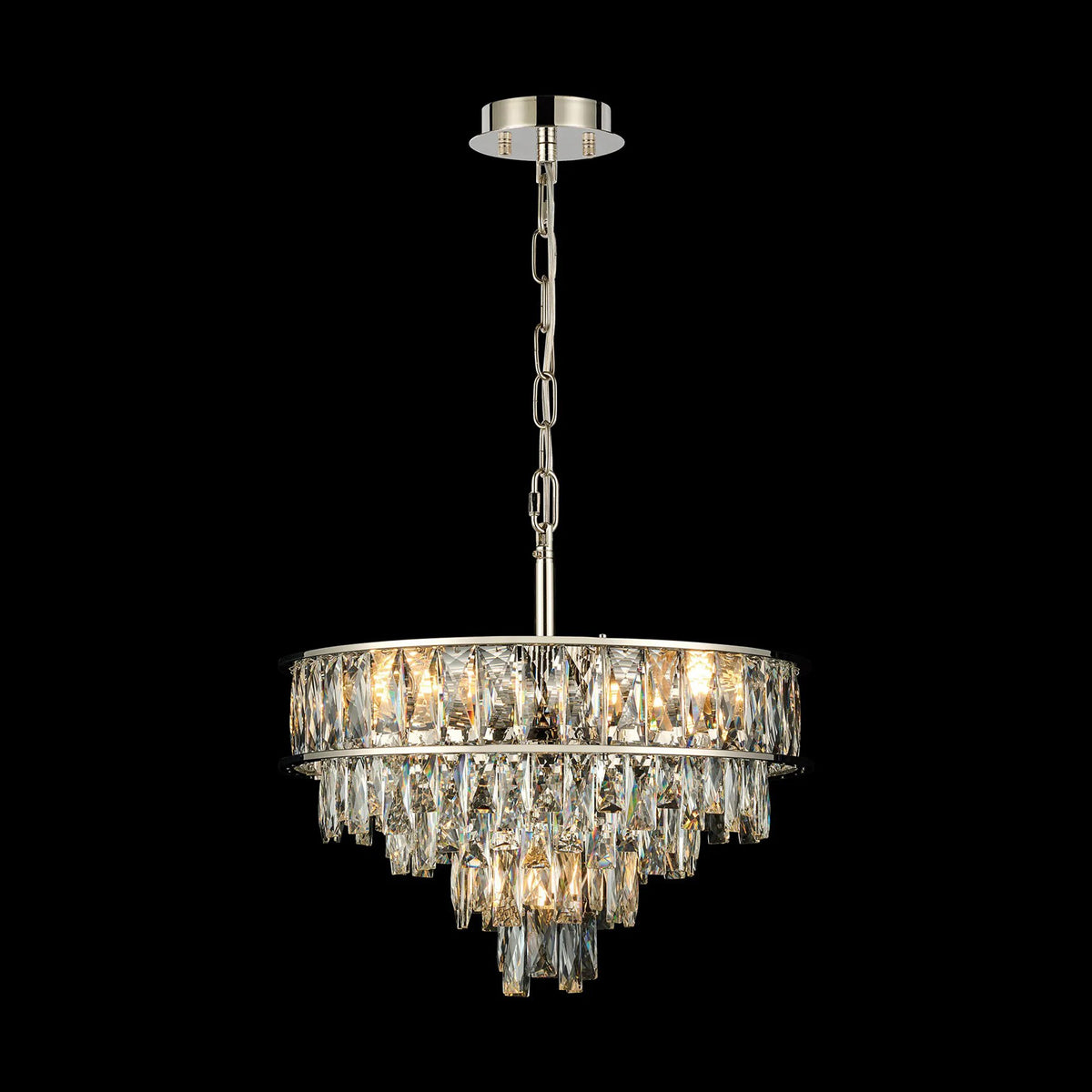 Vivienne 4 Light Pendant or Semi Flush in Polished Nickel & Clear Crystal