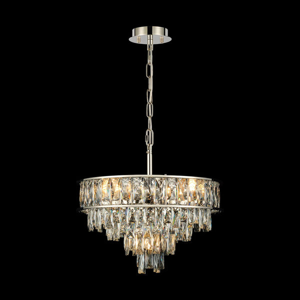 Vivienne 4 Light Pendant or Semi Flush in Polished Nickel & Clear Crystal