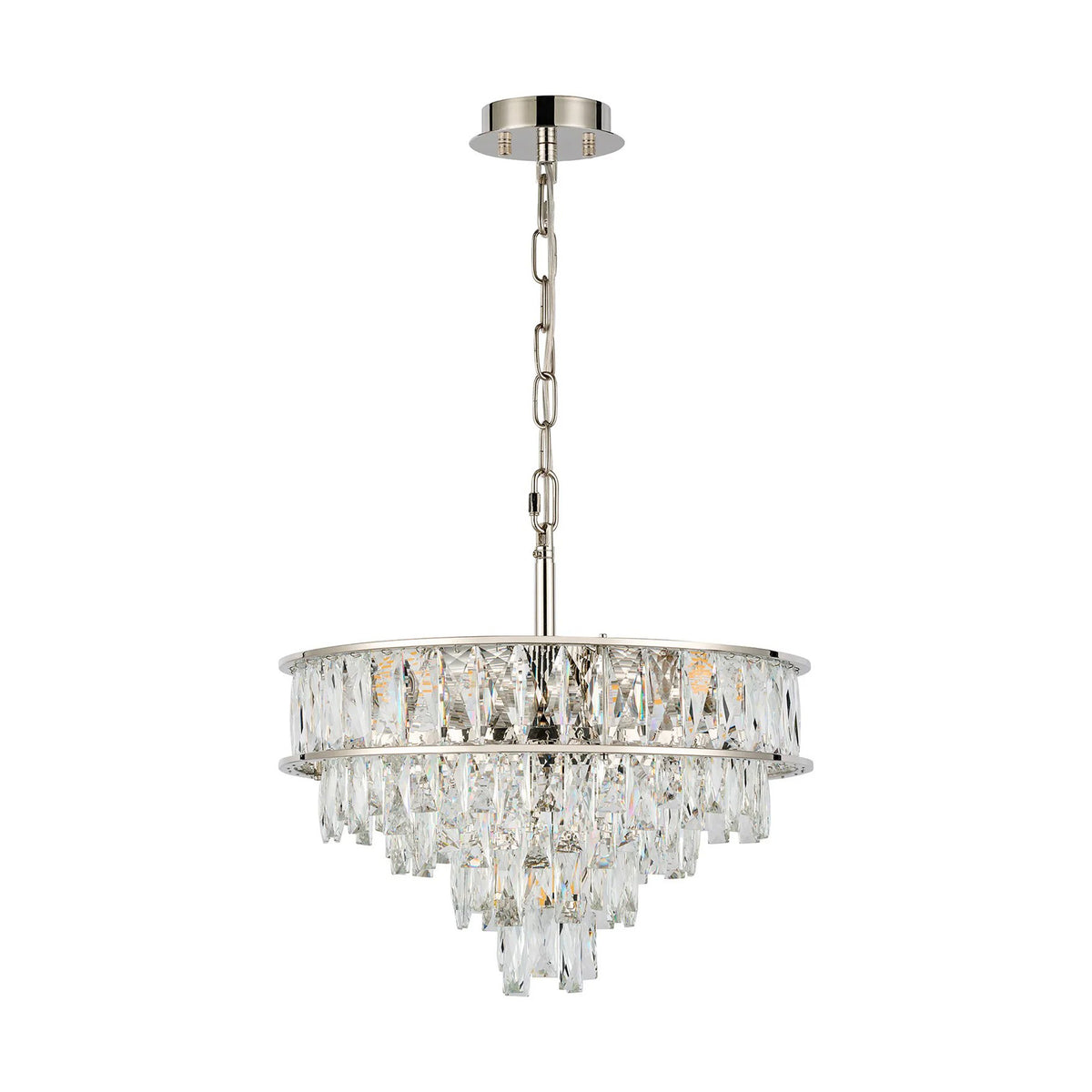 Vivienne 4 Light Pendant or Semi Flush in Polished Nickel & Clear Crystal