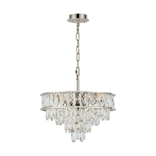 Vivienne 4 Light Pendant or Semi Flush in Polished Nickel & Clear Crystal