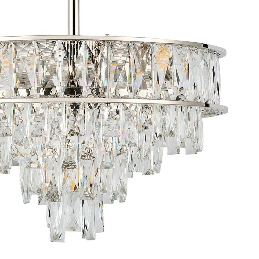 Vivienne 4 Light Pendant or Semi Flush in Polished Nickel & Clear Crystal