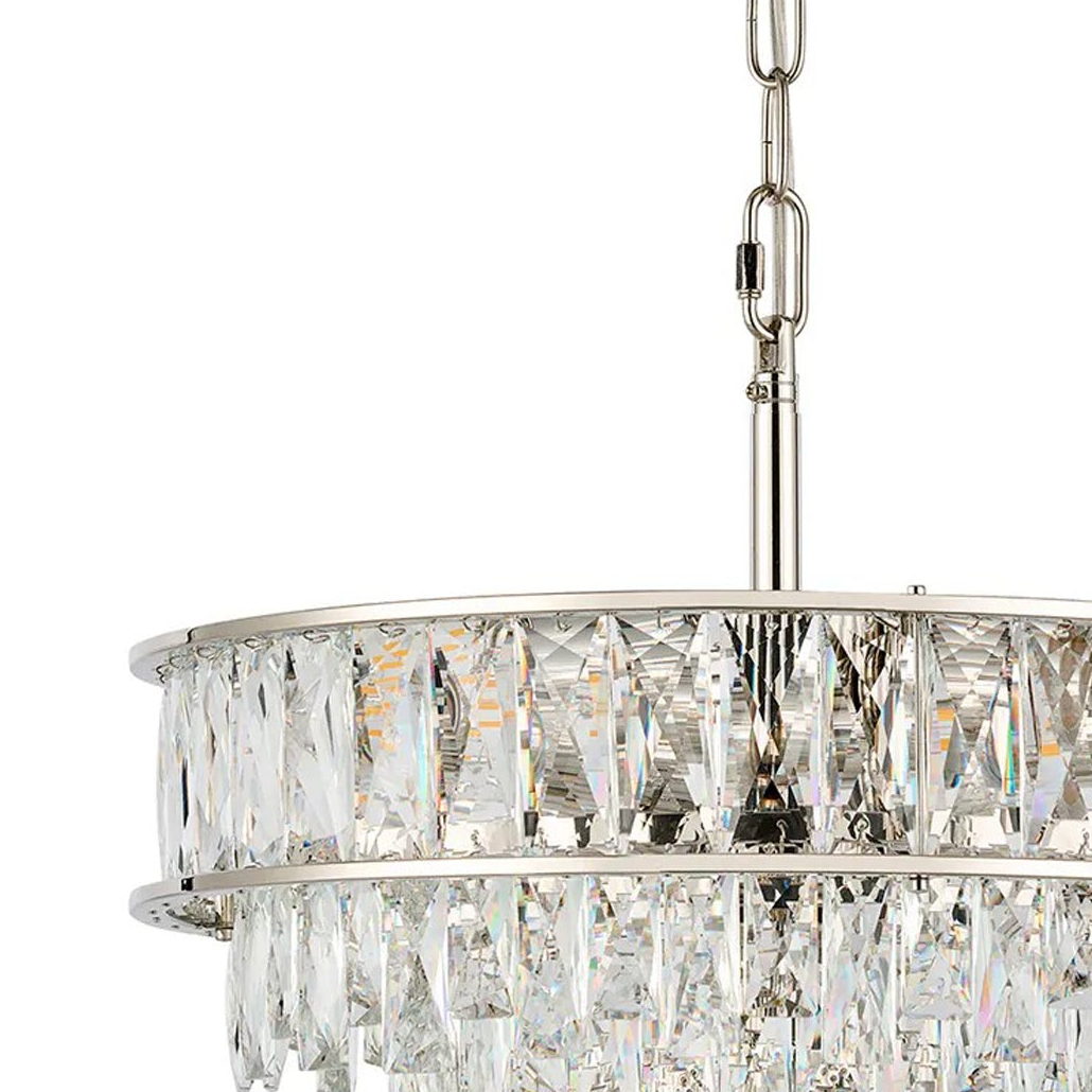 Vivienne 4 Light Pendant or Semi Flush in Polished Nickel & Clear Crystal