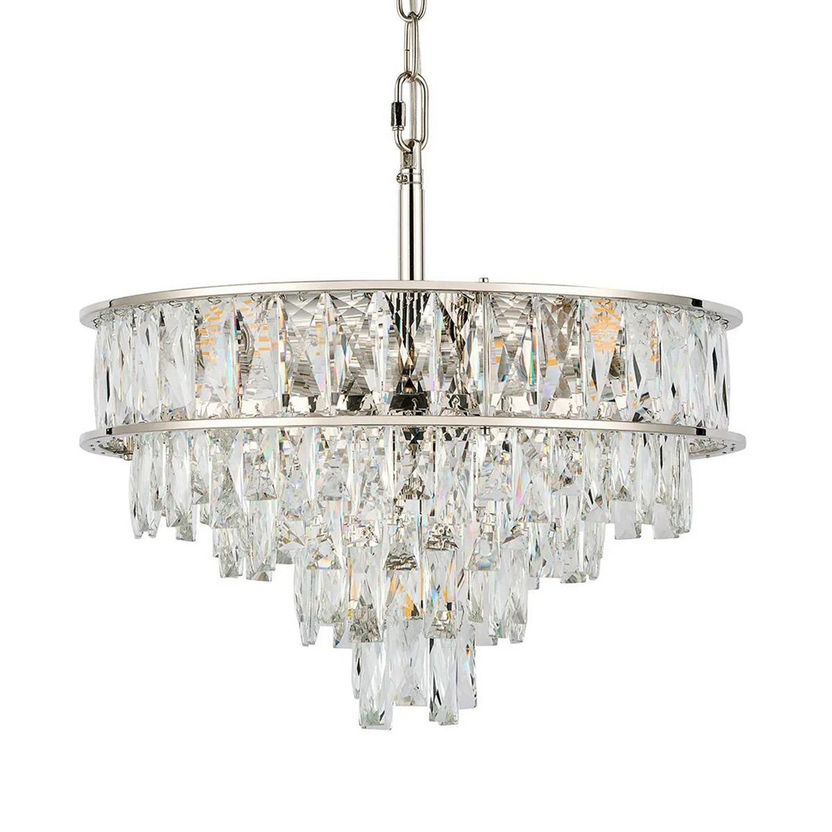 Vivienne 4 Light Pendant or Semi Flush in Polished Nickel & Clear Crystal
