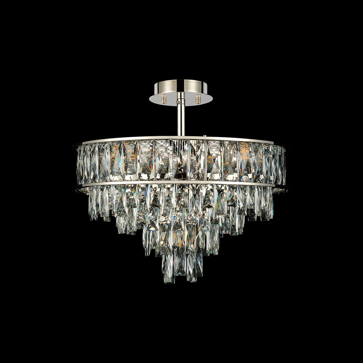 Vivienne 4 Light Pendant or Semi Flush in Polished Nickel & Clear Crystal