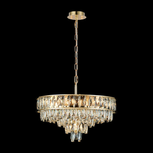 Vivienne 7 Light Pendant or Semi Flush in French Gold & Clear Crystal